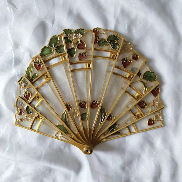 Strawberry hand fan